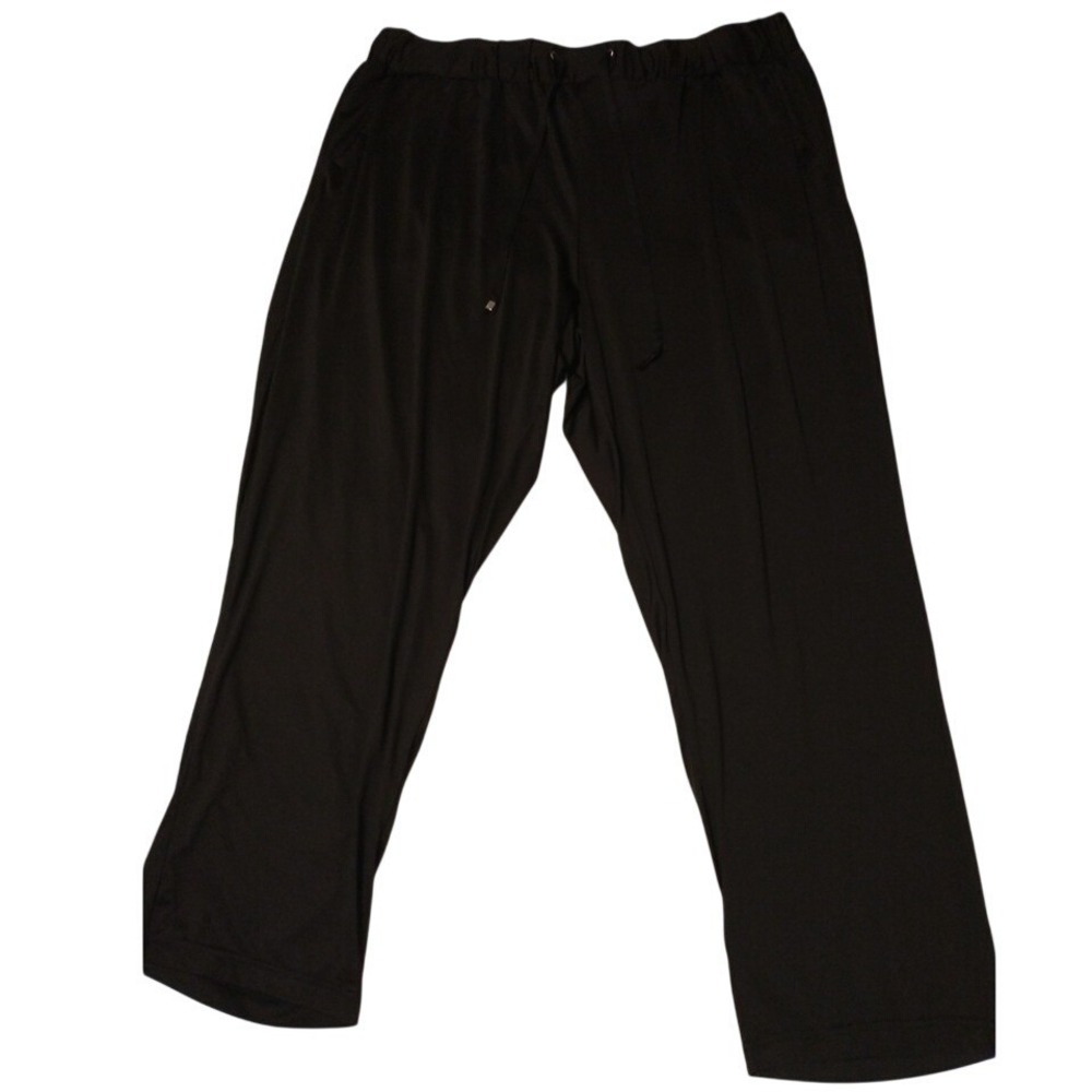 Robert Louis Womens Plus 3X Joggers Lounge Pants Slick Black Pockets Stretch